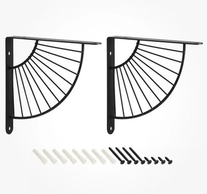 Decorative Shelf Brackets, 2pcs 150mm Industrial Metal Brackets , Black - Picture 1 of 4