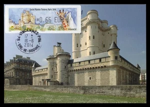 FRANCE 2014 Carte Maximum Card ATM LISA - Salon Planète Timbres Paris château - Imagen 1 de 1
