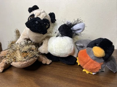 WebKinz No Code Lot Of 4 Pug Lepeoed Gecko Cow  Robin  - Image 1 of 4