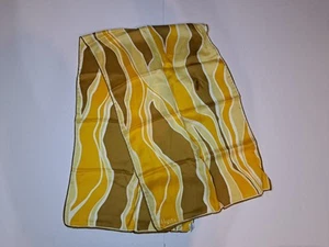 VTG 70s Scarves By VERA NEUMANN Silk Blend Scarf Groovy Retro Yellow Brown - Picture 1 of 4