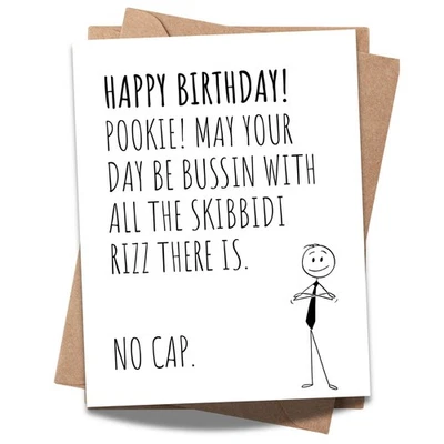 Funny Gen Z Meme Birthday Card for Nephew, Niece & Kids Handmade in USA - Image 1 of 4