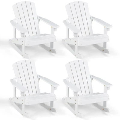4 PIEZAS Mecedora Adirondack para Niños Exterior Madera Maciza Listones Asiento Respaldo Blanco Foto 1 de 4