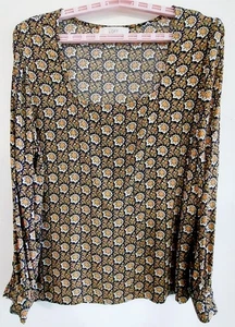 LOFT Womens XL Pullover Long-sleeved Blouse w/ Floral Medallion Pattern - Picture 1 of 9