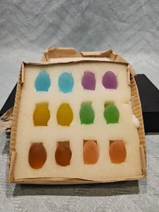 JUEGO DE 12 PIEZAS VINTAGE LILLIAN VERNON VIDRIO ESMERILADO Huevo de Pascua Dispersos Arco Iris - Imagen 1 de 6