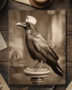Biglietto umorismo oscuro gotico infermiera corvo vittoriano vintage vuoto all'interno - Foto 1 di 4
