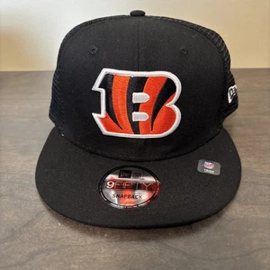 Cincinnati Bengals New Era Black Balanced Trucker 9FIFTY Snapback Hat Cap Mesh - Picture 1 of 6