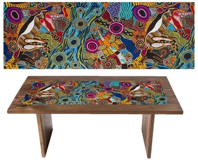 TABLE RUNNER - ABORIGINAL ART - 140x45cm - MADE IN AUSTRALIA - JUSTIN BUTLER - Image 1 of 2