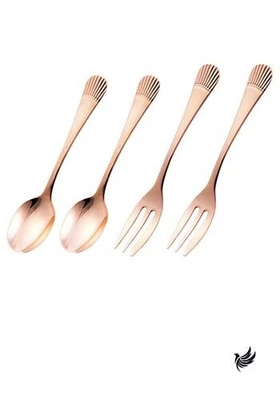 Noritake Tea Spoon and Cake Fork Set 13.1cm Spoon 13.5cm Fork Starcrest Design 2 - Image 1 of 3