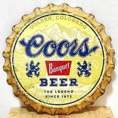 Coors Banquet Weathered Beer Sign Metal Wall Decor Used - Image 1 of 4