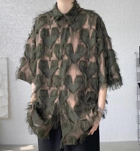 Camisa suelta de verano de gran tamaño con borla fina de solapa para hombre - Imagen 1 de 13