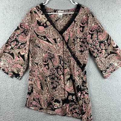 Moda Bug Top Mujer XL Paisley Encaje Borde Envoltura Hada Caprichoso De Colección Foto 1 de 4