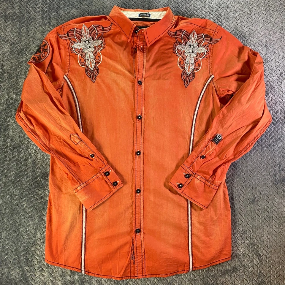 Camisa abotonada The Buckle Roar Signature para hombre manga larga adornada talla L Foto 1 de 4