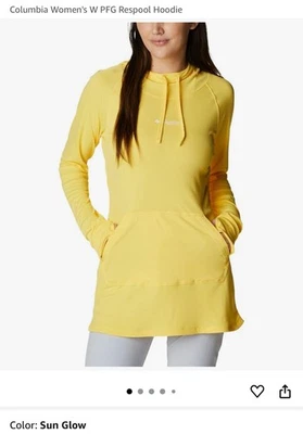 Columbia Nuevo con Etiquetas Para Mujer GRANDE PFG Respool Sudadera con Capucha Sol Brillo Amarillo UPF 50 OMNI-WICK Foto 1 de 4