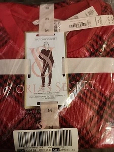 *NUEVO CON ETIQUETAS Victoria's Secret Conjunto de Pj Largo Térmico Rojo/Negro a Cuadros Talla M $60 - Imagen 1 de 5