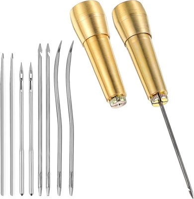 HJZHII 2 Set Ahle Werkzeug,8 Stück Ledernadel Nähahle Ahle,Leder Reparatur Set K