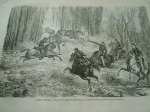 Gravure 1862 - Guerre América Episdoe de la Bataille de Mill-Spring - Picture 1 of 1