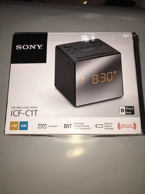 Sony ICF-C1T Desktop Alarm Clock AM FM Radio Black - NEW-SHIPS N 24 HOURS - Image 1 of 2