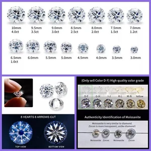 Weißer D Farbe lose Moissanit Stein Rundschliff VVS1 Pass Diamanten Tester 4 Ringe - Bild 1 von 16