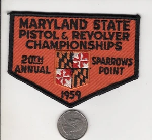1959 MARYLAND STATE PISTOL & REVOLVER MEISTERSCHAFTEN 20. AUFNÄHER 426-MICHIGAN REH - Bild 1 von 1