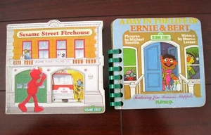 SESAME STREET Firehouse Spiral Day in Life of Ernie & Bert BOARD BOOK Lot of 2 - Picture 1 of 3
