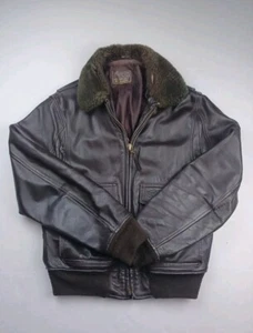 SAN DIEGO LEATHER Bomber G-1 Flight Jacket Brown MADE IN THE USA Size 40 S/M - Picture 1 of 20
