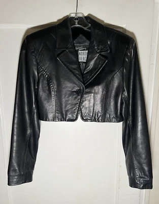 Michael Hoban NORTH BEACH LEATHER Black Cropped Jacket Size 5/6. d295 - Image 1 of 4