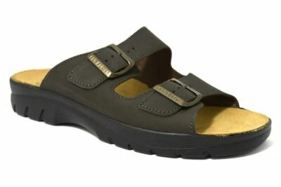 FLY FLOT Ciabatta uomo pelle testa moro regolabile due fibbie 62044NC/DC