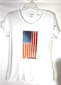 Columbia Womens Top Sz M White w/American Flag Graphic Print NWT 4th of July - Picture 1 of 4