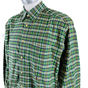 Tommy Hilfiger Mens Sz L Long Sleeve Green Button Down Collar Dress Shirt Crest - Picture 1 of 9