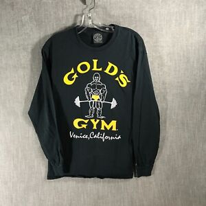 Vintage Golds Gym Long Sleeve Shirt Men's M Black Venice Califonia Made in USA