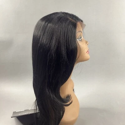 Peluca de encaje LW-Juliet recta #1B negra calidad Remi segura para rizos Foto 1 de 4