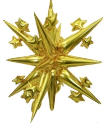 4X balão Gold Star 42" Gold Explosion Stars novo XL 42" Gold Explosion Stars - Imagem 1 de 3