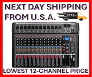 12 CHANNEL MIXER-DJ Studio Stage-Bluetooth USB MP3 (Lowest 12-channel price!) - Picture 1 of 9