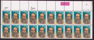 Scott #2371 22¢ James Weldon Johnson Black Heritage Plate Block of 20 Stamps MNH - Image 1 of 2