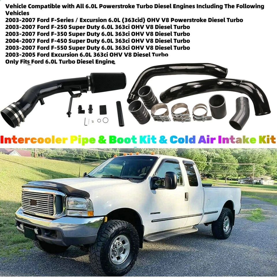 Intercooler Pipe&Cold Intake Kit For 03-07 Ford F250 F350 6.0 Powerstroke Diesel Foto 1 de 4