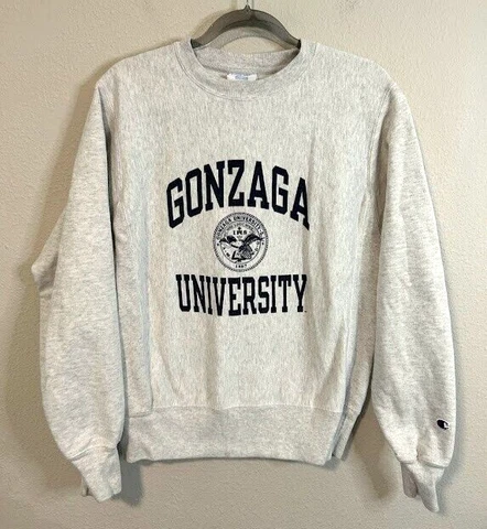 VTG Champion Reverse Weave Gonzaga Bulldogs Sweatshirt Sz S Crewneck Gray Cover