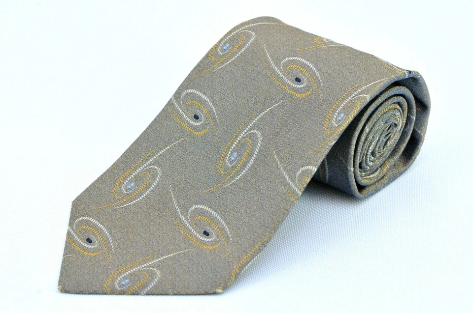 Corbata para hombre Tino Cosma metálica dorada remolino tejida seda 57 x 3,75 pulgadas Foto 1 de 4