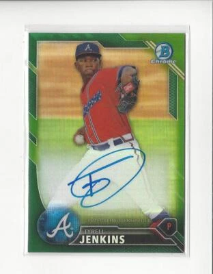2016 Bowman Chrome Prospect Green Refractor Tyrell Jenkins AUTOGRAPH Braves /99  - Image 1 of 2