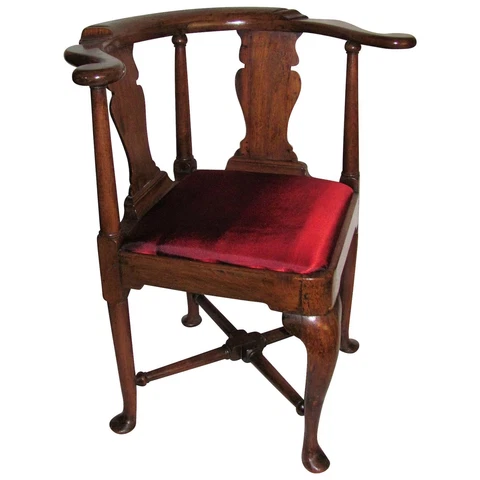 Antique English or American Queen Anne Walnut Corner Chair Circa 1730 Cover