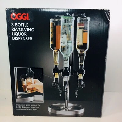 Oggi Professional 3-Bottle Revolving Liquor Dispenser Stainless Steel Model 7186 - Image 1 of 4
