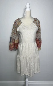 Umgee A Linie Stufen Etuikleid Kontrast 3/4 Ärmel Boho Bauern Cottagecore S - Bild 1 von 12