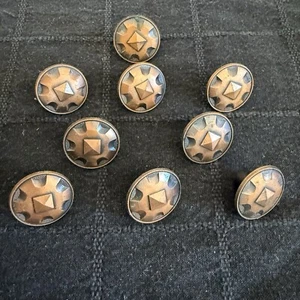 Menge 9 Kupferfarbene Metall Schubladengriffe Schrankknöpfe markiert JAPAN - Bild 1 von 4