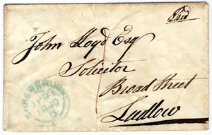 Couverture de salop GB * CHIRBURY * UDC Shrewsbury manuscrit * 1 * CDS payé Ludlow 1849 MZ302 - Photo 1/6
