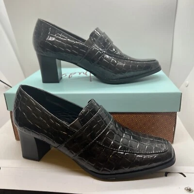 Life Stride Suspender Too Marrón Tacón Talla 8 Patrón Serpiente NUEVO Foto 1 de 4