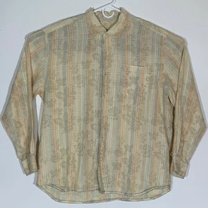 TOMMY BAHAMA Men's Long Sleeve Button Front XL Linen Textured Stripe Floral  - Picture 1 of 4