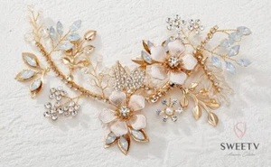 SWEETV Handmade Wedding Hair Clip, Flower Bridal Hair Headpiece, Bridesmaids - Picture 1 of 7