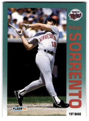 Paul Sorrento 1992 Fleer #218 Minnesota Twins - Image 1 of 2