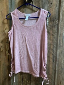 Just Be Women's Rose Tank Scoop Neck Sleeveless Pullover Side Ties NWOT - Picture 1 of 3