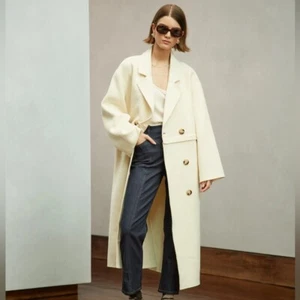 ROARI | NWT! EVELYN WOOL CASHMERE LONG COAT IN CREAM BONE SIZE: L/XL - Picture 1 of 8