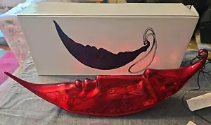 Vintage With Tags On DEPARTMENT 56 Mercury Glass Large 12" Moon Red Ornament - Picture 1 of 4